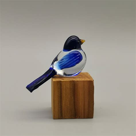 Glass Birds Figurines Blown Glass Bird Blue Glass Bird Home Etsy