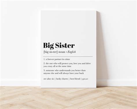 Big Sister T Big Sister Definition Print Christmas T Etsy