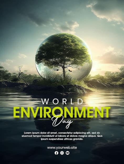 Cartel para el día mundial del medio ambiente con un árbol en una bola