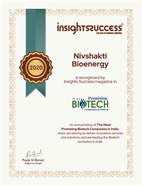 Nivshakti Bioenergy Pvt Ltd Certification Nivshakti Bioenergy Pvt Ltd