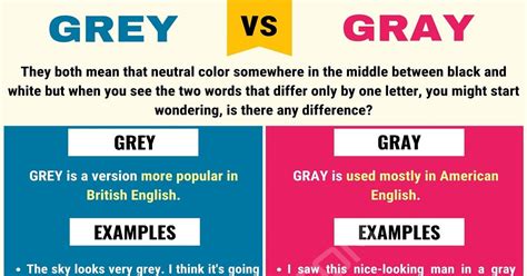 Grey Or Gray When To Use Gray Or Grey With Useful Examples 7 E S L