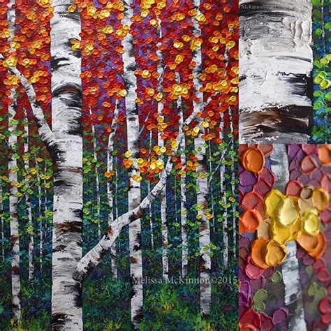 Little Seeds Original Acrylic Aspen Birch Tree Acrylic Painting By
