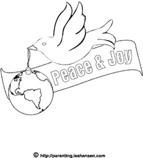 Christmas Coloring Sheet-Peace Dove and Earth Ornament Printable Page