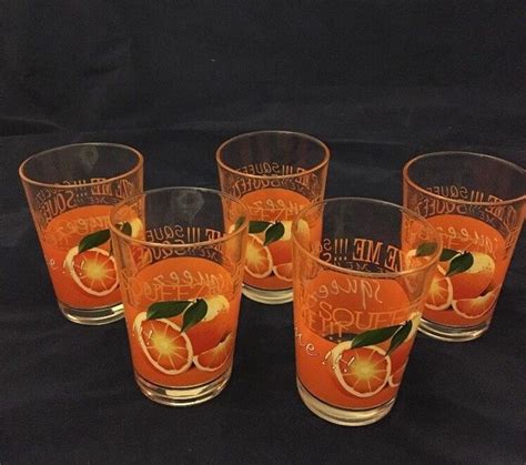 5 Crate And Barrel Tropicana 6 Oz Orange Juice Glasses Cups Squeeze Me Cratebarrel Glassware