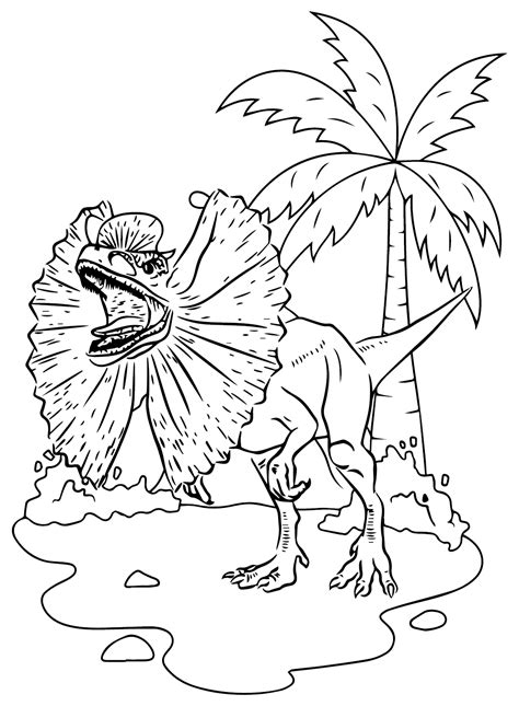 Página para colorir de Dilophosaurus Páginas para colorir gratuitas