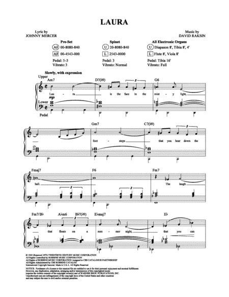 Laura By David Raksin Organ Digital Sheet Music Sheet Music Plus