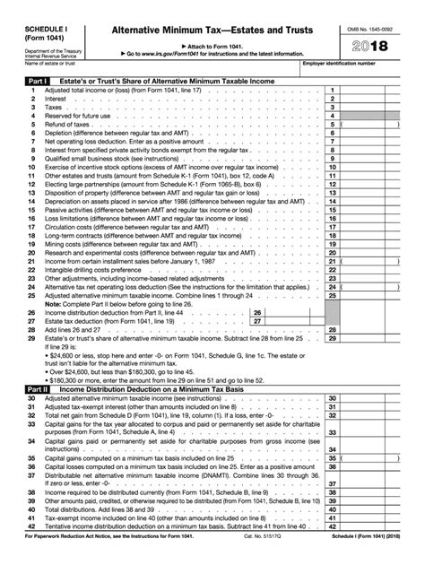 2018 Form Irs 1041 Schedule I Fill Online Printable Fillable Blank
