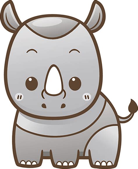 Cute Simple Kawaii Wild Animal Cartoon Icon Rhino Vinyl Decal Sticke