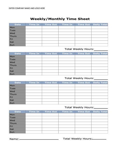 Weekly Employee Pdf Free Printable Weekly Timesheet Template
