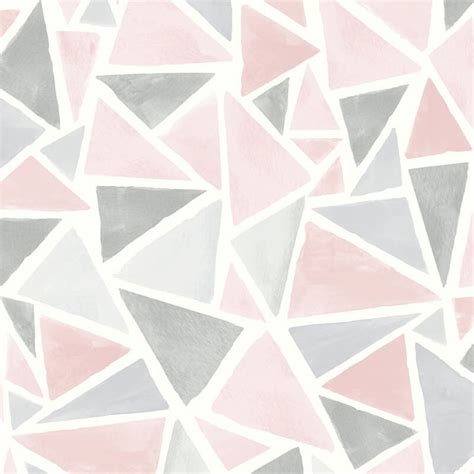 Geometric Pink Grey Glitter Sparkle Vinyl Wallpaper