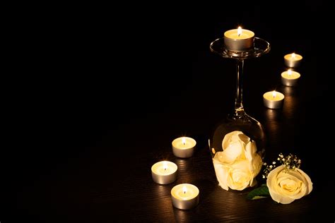 Tealight Candles And Yellow Roses 5k Retina Ultra Hd Wallpaper