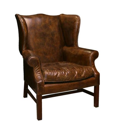Impressive Distressed Leather Wing Back Chair At 1stdibs