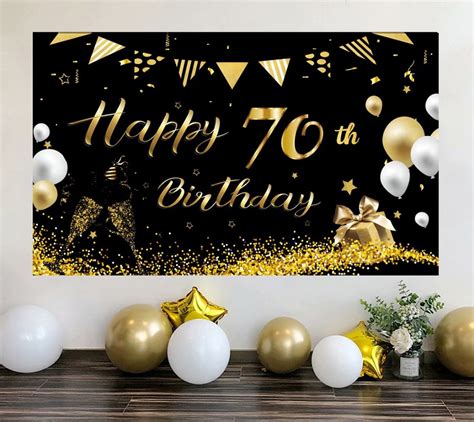 Buy 70th Birthday Decoration Party Banner Happy Birthday Backdrop