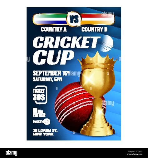Cricket Championship Cup Brochure Banner Vector Stock Vector Image
