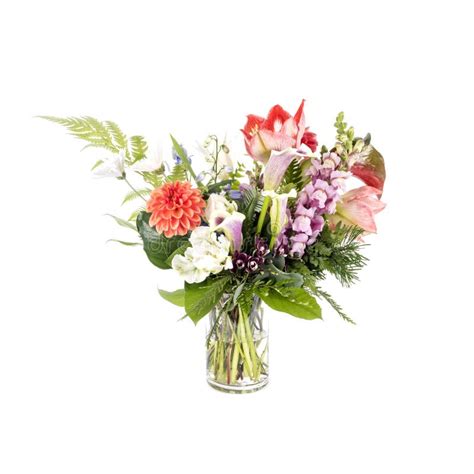 Bouquet Of Mixed Flowers In A Glass Vase Stock Image Image Of Florist Flower 103359947