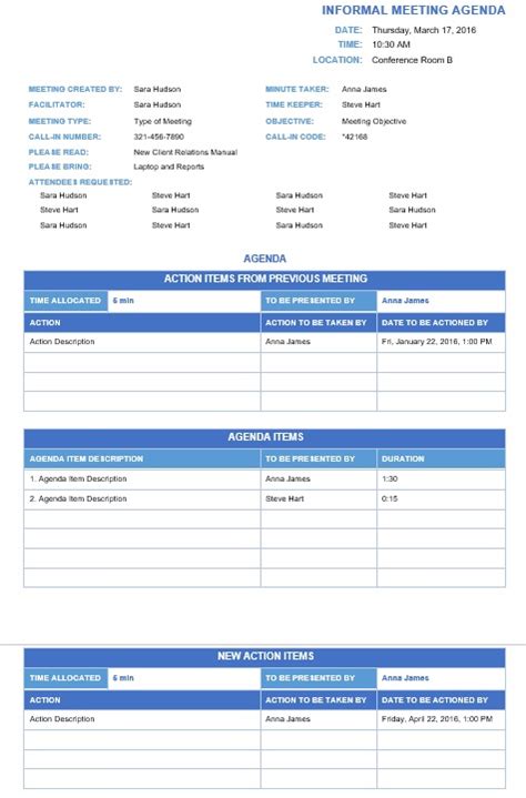 16 Free Project Team Meeting Agenda Templates Ms Office