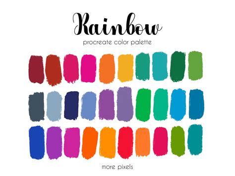 Rainbow Procreate Color Palette Multicolor Multicolour Hex Code