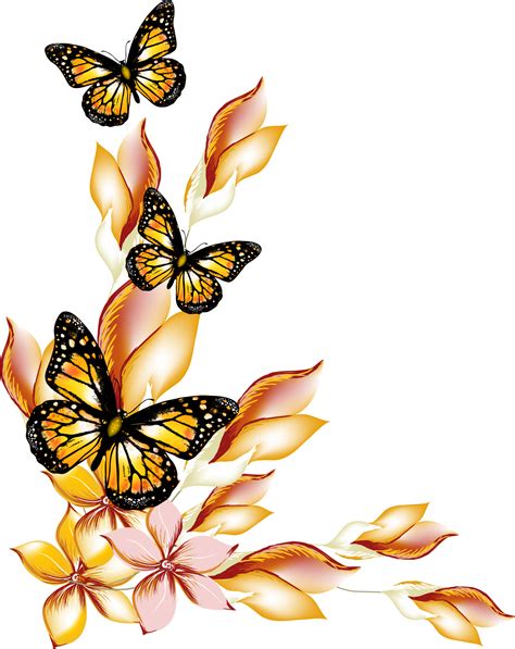 Download Butterfly And Flower Butterflies Vector Borders Flowers Hq Png