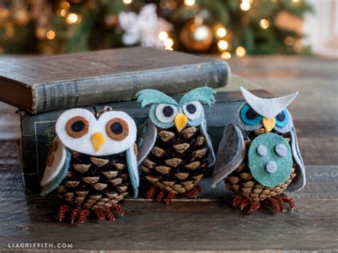 Kids Craft Felt Pinecone Owl Ornaments