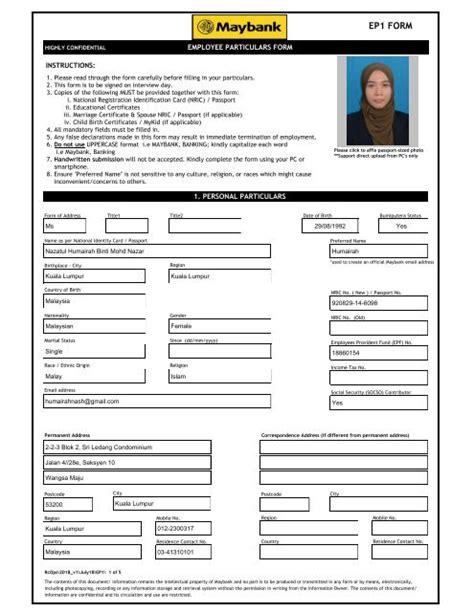 Employee Particulars Formv1
