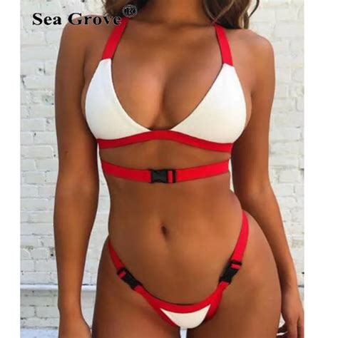 Newest Bikini Sexy Double Metal Button Bikinis Women Swimsuits Push Up