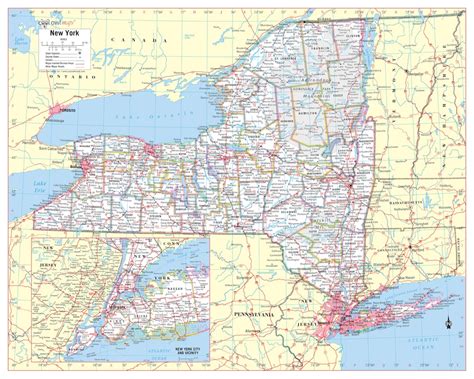 New York State Wall Map Large Print Poster 24wx30h Etsy