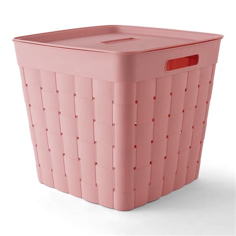 Your Zone Child And Teen Wide Weave Plastic Stacking Storage Bin With