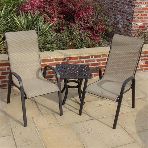 Madison Bay 3 Piece Sling Patio Bistro Set With Stacking Chairs By