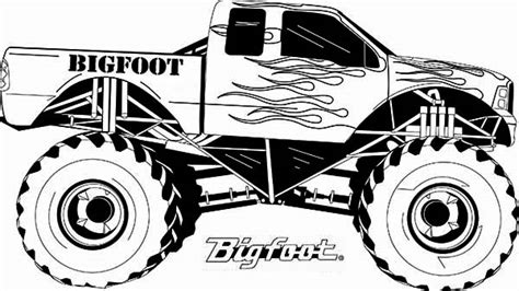 monster truck bigfoot flames coloring page kids play color