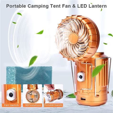 Camping Fan With Led Camping Lantern Portable Tent Fans Camping Led