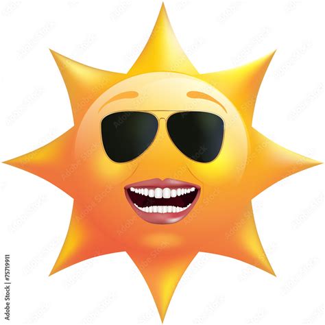 Smiley Sun Stock Vector Adobe Stock