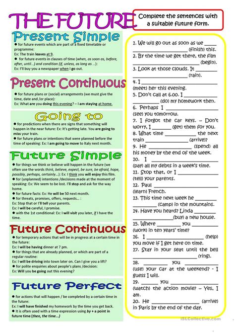 future tenses english esl worksheets  distance learning