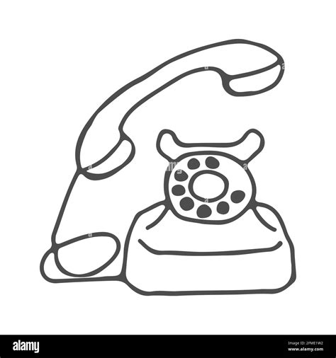 Line Drawing Of A Telephone Device Vector Illustration Flat Style