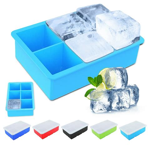 Spring Park 6 Grids Silicone Ice Cube Tray Lid Large Mould Mold Giant