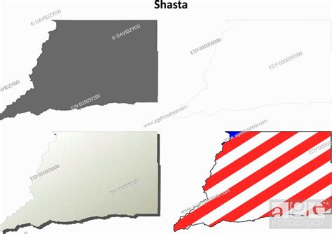 Shasta County California Blank Outline Map Set Stock Vector Vector