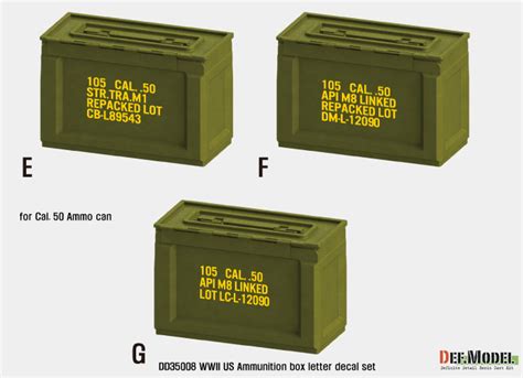 Wwii Us Ammunition Box Lettter Decal Set Def Model Dd35008
