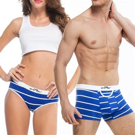 Buy Lovers Underwear Couple Cotton Panties Sexy Striped Panties Mid Waist Mens