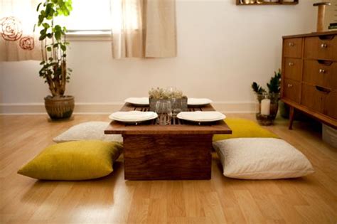 The legs of the table are set toward the center of the table to allow people to sit with their legs crossed and to protect the heat source. Low Dining Table - Laura Cornman | Dining room small ...