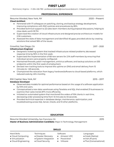 Cloud Architect Resume Example For Resume Worded Vrogue