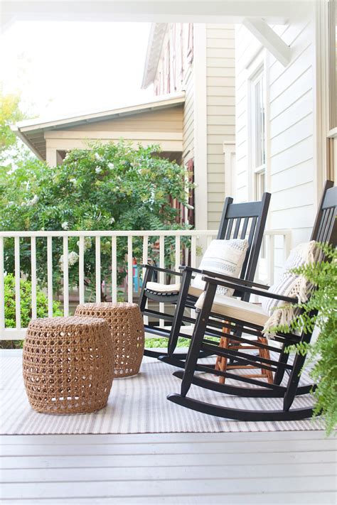 The Lettered Cottage Front Porch | Rocking Chairs | Ottomans Stools | The Lettered Cottage