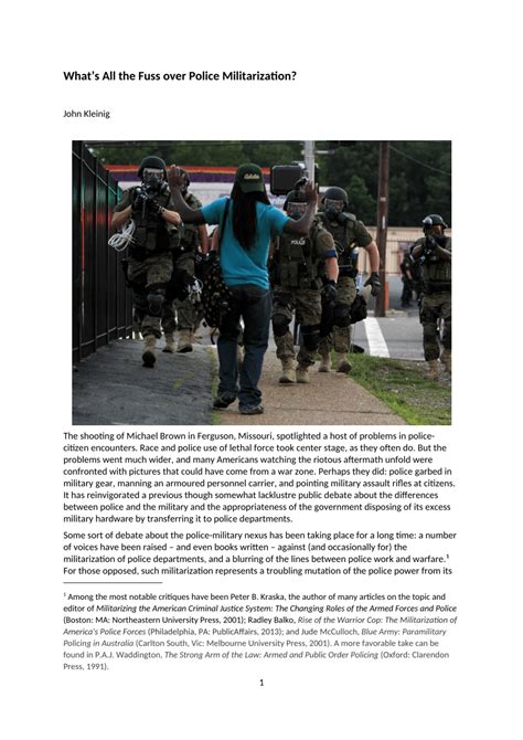 Pdf The Militarization Of Police