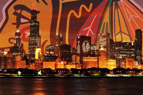 Chicago Blackhawks Skyline Poster Chicago Blackhawks Blackhawks