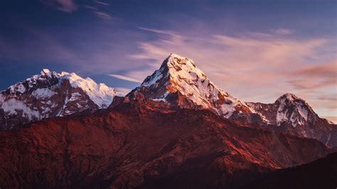 Download 1920x1080 Nepal Annapurna Mountain Snowline Sunset