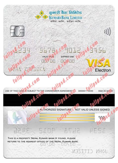 Download Nepal Kumari Bank Visa Electron Card Psd Template Fullpsd