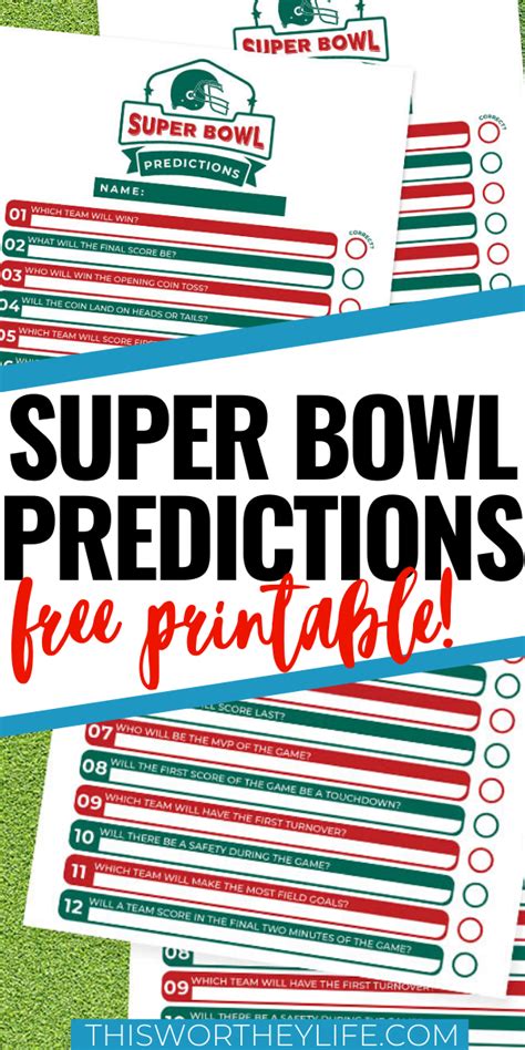 Free Printable For The Super Bowl Super Bowl Predictions Super Bowl
