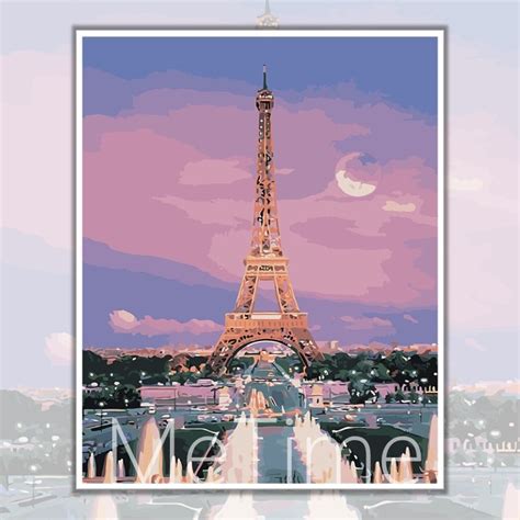 Paint By Numbers Malaysia Moonlight Eiffel Tower Metime Art