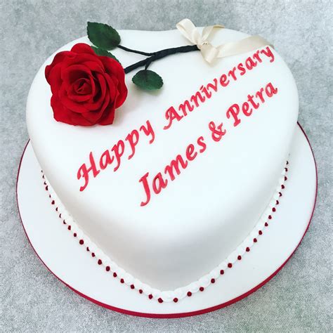 Heart Shaped Wedding Anniversary Cake With Handmade Sugar Rose Wedding