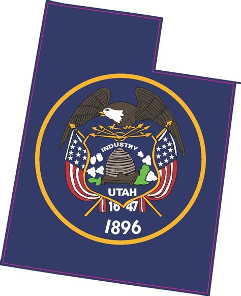 45in X 35in Die Cut Utah Shape State Flag Bumper Sticker Decal