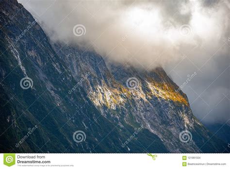 Mountain Misty Cloudy And Sunlight Stock Photo Image Of Rocky