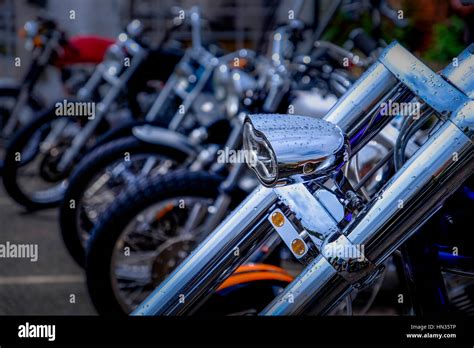 Motorcycles Parked At A Bikers Event Stock Photo Alamy